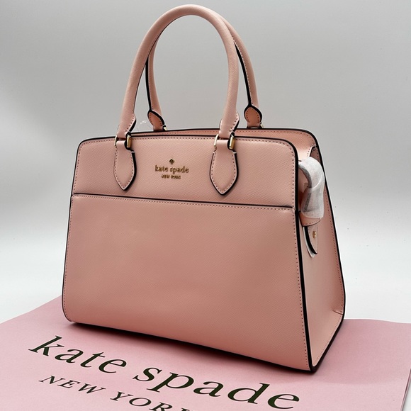 Kate Spade Madison Printed Medium Satchel Bag Conch Pink - Picture 4 of 13